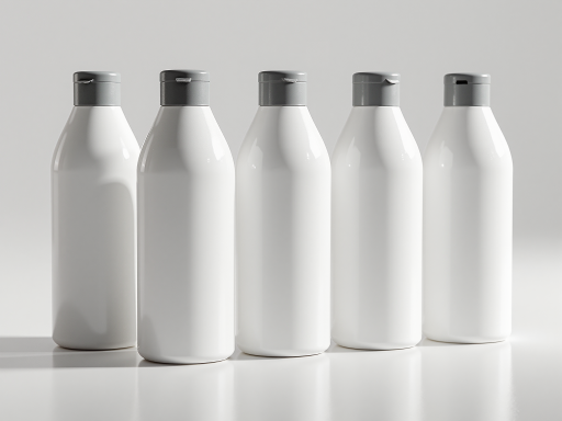 Fresh collection with blue and white themed bottles, clean and minimalist presentation